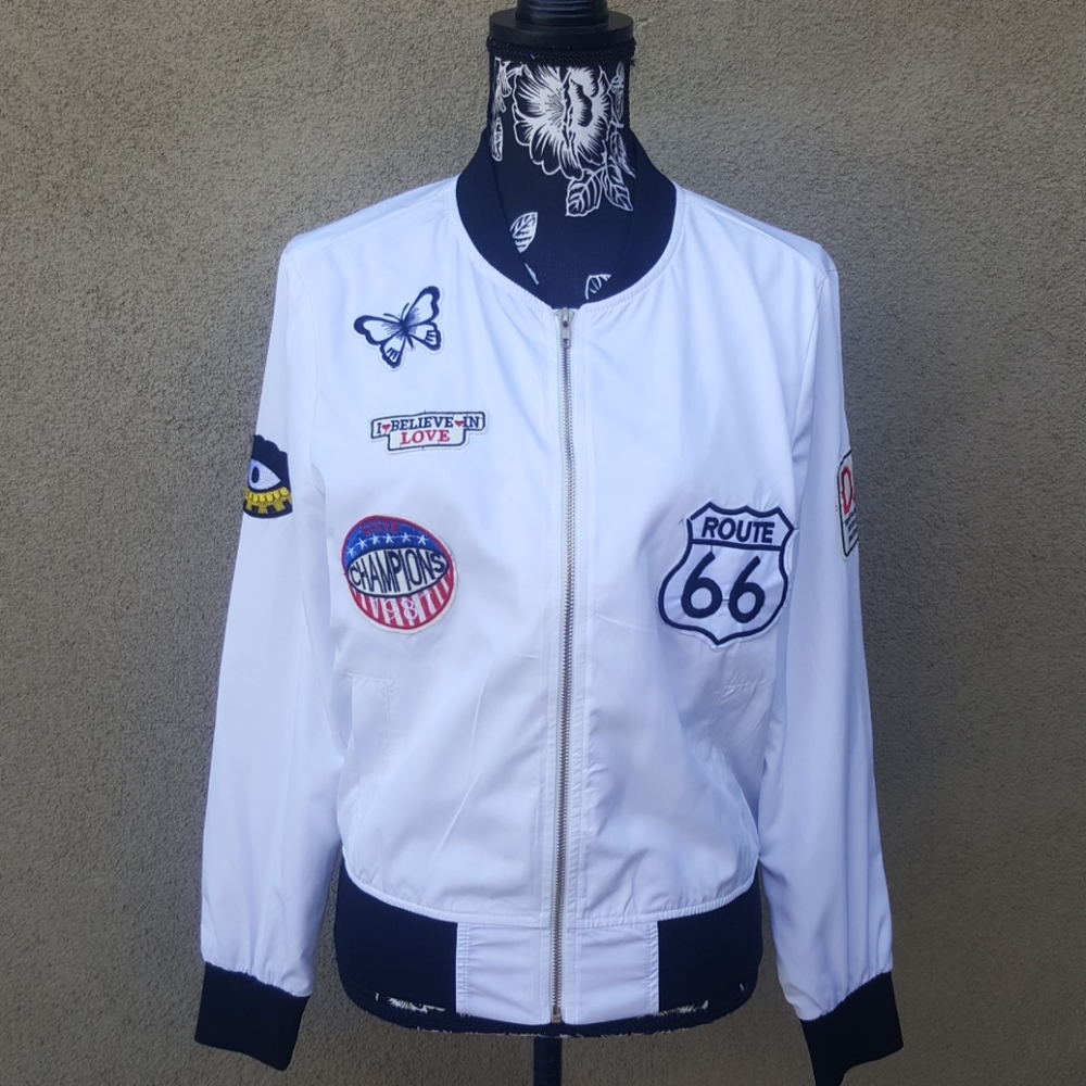 White fitted windbreaker